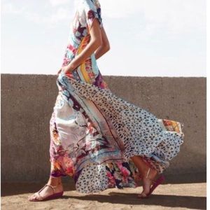 Johnny Was Georgette Silk Patchwork Dress Medium